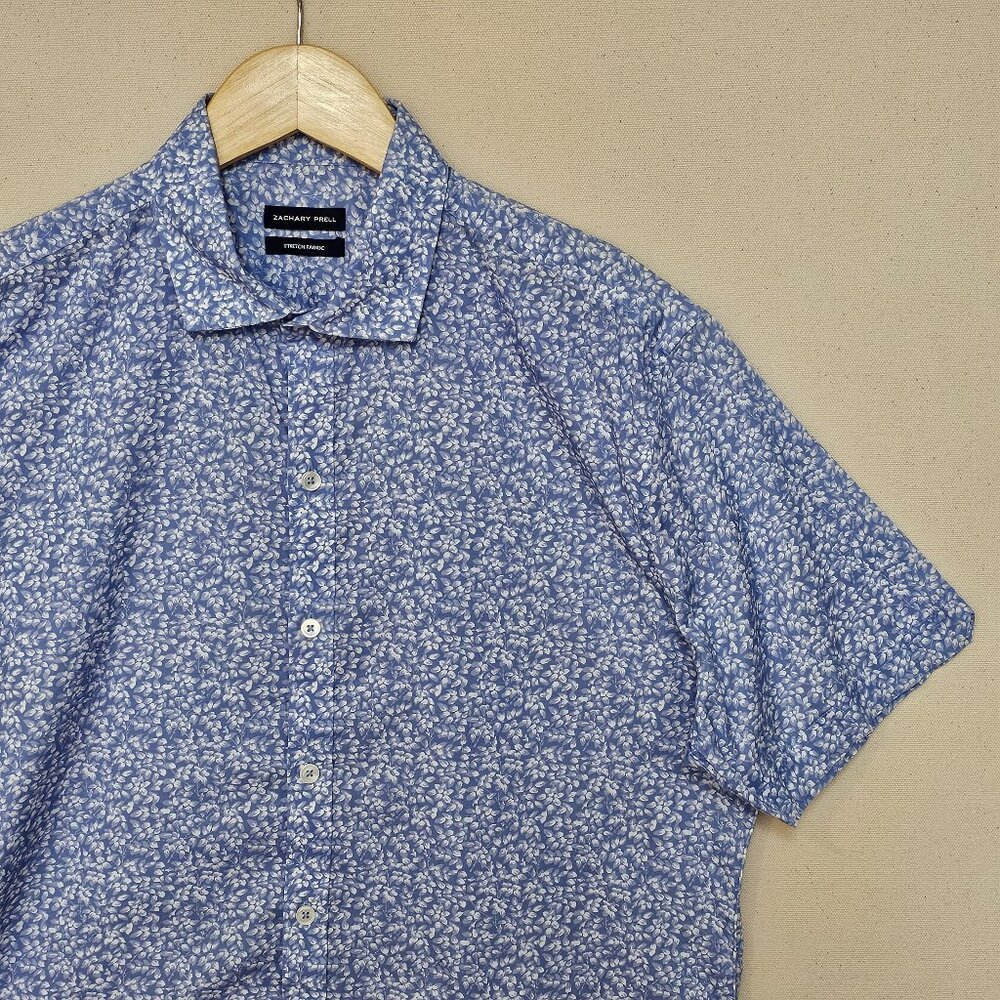 Zachary Prell Floral Print S/S Stretch Dress Shirt M